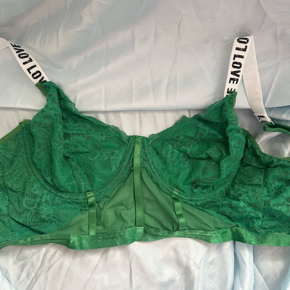 Pink VS Green Lace XLarge Corset Bra